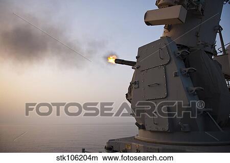 An MK-15 Close-In Weapon System is fired aboard USS Cape St. George. View Large Photo Image Picture - An MK-15 Close-In Weapon System is fired aboard USS Cape St. George.. Fotosearch