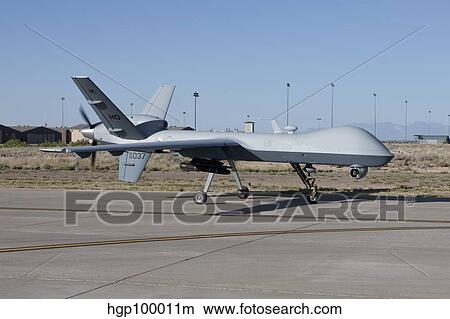 An MQ-9 Reaper taxi's to the runway at Holloman Air Force Base. View Large Photo Image Picture - An MQ-9 Reaper taxi's to the runway at Holloman Air Force Base.. Fotosearch