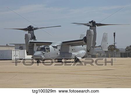 Picture - An MV-22 Osprey taxiing at Marine Corps Air Station Miramar.. Fotosearch