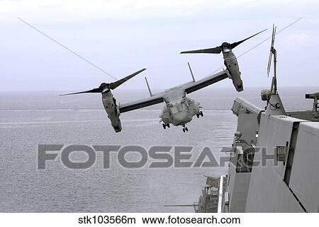 An MV-22B Osprey takes off from the amphibious transport dock ship USS Mesa Verde. View Large Photo Image Picture - An MV-22B Osprey takes off from the amphibious transport dock ship USS Mesa Verde.. Fotosearch