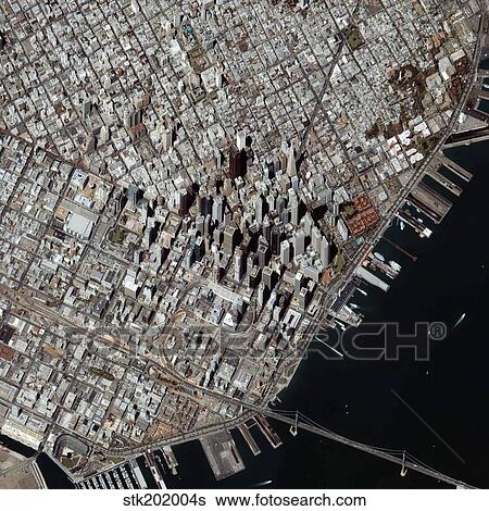 Stock Photograph - An oblique-angle view of San Francisco's financial district.. Fotosearch