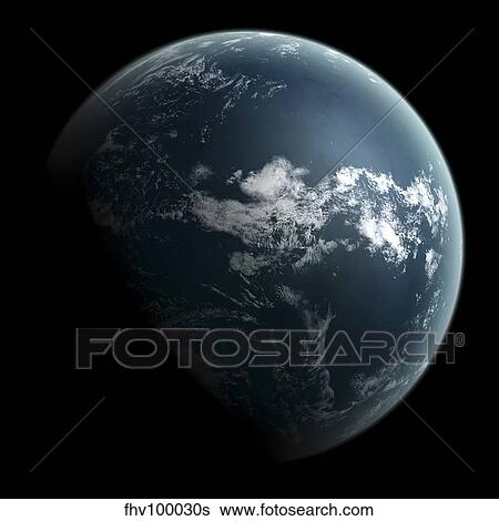 An ocean world with no landmasses. View Large Illustration Stock Illustration - An ocean world with no landmasses.. Fotosearch