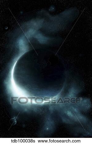 An oceanic planet. View Large Illustration Stock Illustration - An oceanic planet.. Fotosearch