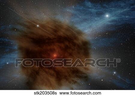 An outer shell of gas and dust from an erupted star obscures the supernova within. View Large Illustration Stock Illustration - An outer shell of gas and dust from an erupted star obscures the supernova within.. Fotosearch