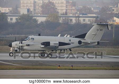 Picture - An RC-12X Guardrail at Wiesbaden U. S. Army Airfield, Germany.. Fotosearch