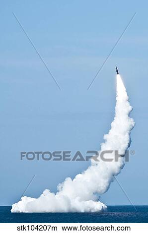 An unarmed Trident II D5 missile launches from USS Nevada. View Large Photo Image Picture - An unarmed Trident II D5 missile launches from USS Nevada.. Fotosearch