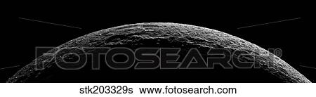 Stock Photograph - An unreal landscape of Saturn's moon Dione blasted by impacts. . Fotosearch