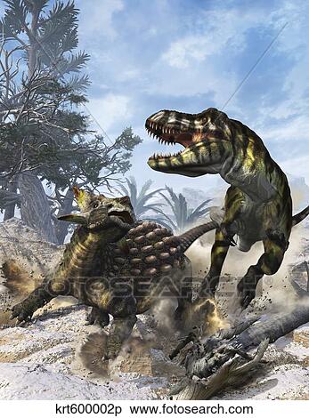 ankylosaurus fighting t rex