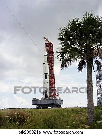 Apollo 4 and its mobile launch tower. View Large Photo Image Stock Photograph - Apollo 4 and its mobile launch tower.. Fotosearch