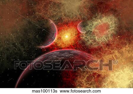 Artist' concept illustrating the stellar explosion of a supernova. View Large Illustration Stock Illustration - Artist' concept illustrating the stellar explosion of a supernova.. Fotosearch