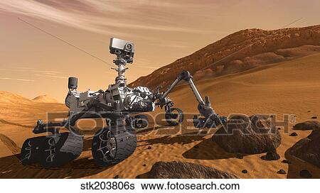 Stock Illustration - Artist concept of NASA's Mars Science Laboratory Curiosity rover.. Fotosearch