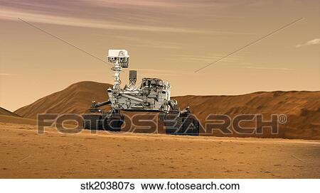 Stock Illustration - Artist concept of NASA's Mars Science Laboratory Curiosity rover.. Fotosearch