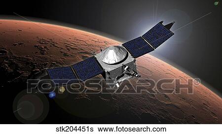 Artist concept of NASA's Mars Atmosphere and Volatile Evolution mission. View Large Illustration Stock Illustration - Artist concept of NASA's Mars Atmosphere and Volatile Evolution mission.. Fotosearch