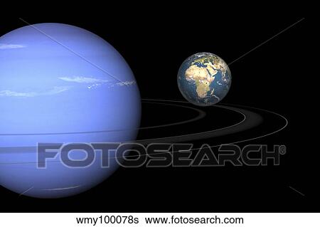 Artist' concept of Neptune and Earth. View Large Illustration Stock Illustration - Artist' concept of Neptune and Earth.. Fotosearch