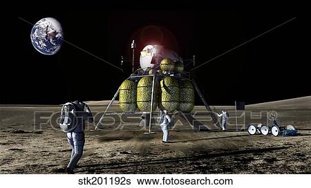 Artist rendition of a new spaceship to the moon. View Large Illustration Stock Illustration - Artist rendition of a new spaceship to the moon.. Fotosearch