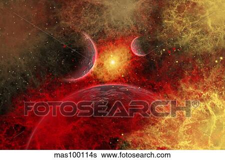 Stock Illustration - Artist's concept illustrating the stellar explosion of a supernova.. Fotosearch