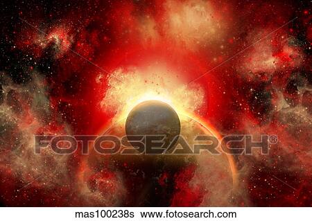 Stock Illustration - Artist's concept illustrating the explosion of a supernova.. Fotosearch