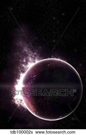 Artist's concept of a completely ethereal planet. View Large Illustration Stock Illustration - Artist's concept of a completely ethereal planet.. Fotosearch