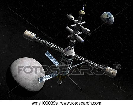 Artist's concept of a lunar cycler. View Large Illustration Stock Illustration - Artist's concept of a lunar cycler.. Fotosearch