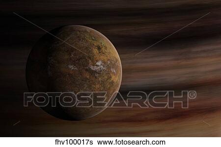 Artist's concept of a Mars-like moon in front of a gas giant. View Large Illustration Stock Illustration - Artist's concept of a Mars-like moon in front of a gas giant.. Fotosearch