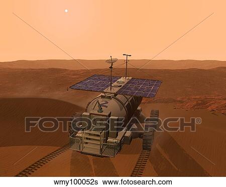 Stock Illustration - Artist's concept of a martian rover.. Fotosearch