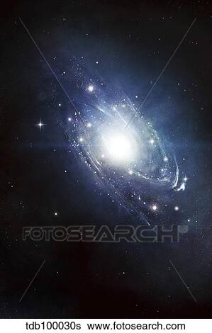 Artist's concept of a recently discovered galaxy. View Large Illustration Stock Illustration - Artist's concept of a recently discovered galaxy.. Fotosearch