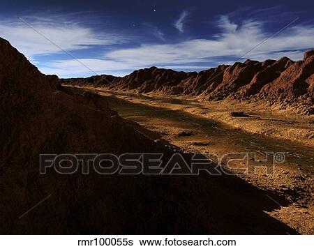Artist's concept of a river on early Mars. View Large Illustration Stock Illustration - Artist's concept of a river on early Mars.. Fotosearch