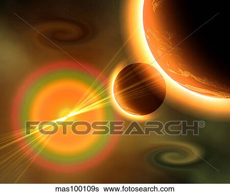 Stock Illustration - Artist's concept of a solar storm.. Fotosearch