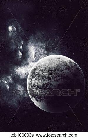 Artist's concept of a windy planet with a thick atmosphere. View Large Illustration Stock Illustration - Artist's concept of a windy planet with a thick atmosphere.. Fotosearch