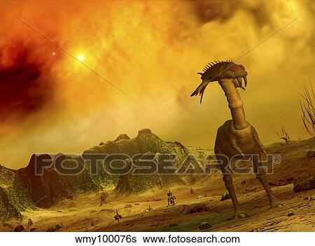 Artist's concept of an alien planet. View Large Illustration Stock Illustration - Artist's concept of an alien planet.. Fotosearch
