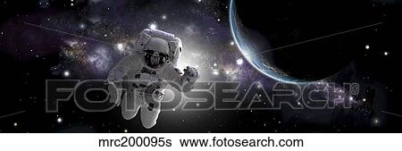 Artist's concept of an astronaut floating in outer space. View Large Illustration Stock Illustration - Artist's concept of an astronaut floating in outer space.. Fotosearch