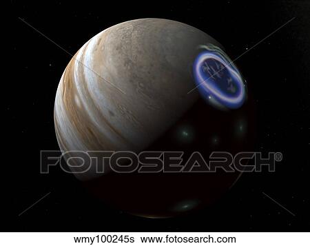 Artist's concept of an aurora on Jupiter's north pole. View Large Illustration Stock Illustration - Artist's concept of an aurora on Jupiter's north pole.. Fotosearch