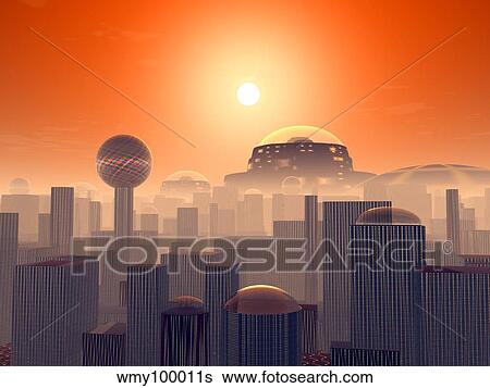 Artist's concept of an Earth buried by layers of cities built by generations of our descendants. View Large Illustration Stock Illustration - Artist's concept of an Earth buried by layers of cities built by generations of our descendants.. Fotosearch