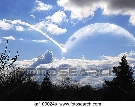 Artist's concept of an escape pod with survivors inside approaching this world. View Large Illustration Stock Illustration - Artist's concept of an escape pod with survivors inside approaching this world.. Fotosearch