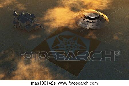 Artist's concept of crop circles made by extraterrestrials. View Large Illustration Stock Illustration - Artist's concept of crop circles made by extraterrestrials.. Fotosearch