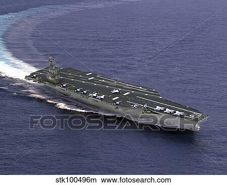 Stock Illustration - Artist's concept of CVN-21, one of a new class of aircraft carriers.. Fotosearch