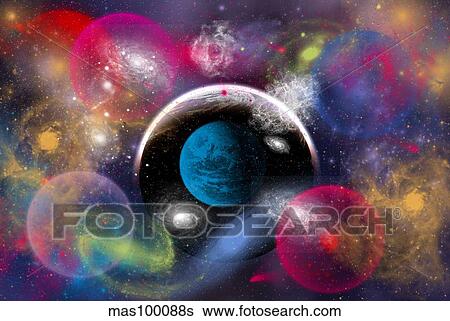Artist's concept of dimensional doorways within the universe. View Large Illustration Stock Illustration - Artist's concept of dimensional doorways within the universe.. Fotosearch