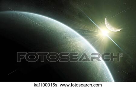 Artist's concept of Epsilon Eridani, a possible habitable planet. View Large Illustration Stock Illustration - Artist's concept of Epsilon Eridani, a possible habitable planet.. Fotosearch