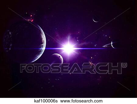 Artist's concept of jovian planets composed of gas and ice, and the moons around them. View Large Illustration Stock Illustration - Artist's concept of jovian planets composed of gas and ice, and the moons around them.. Fotosearch