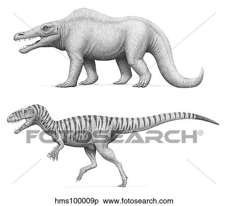 Artist's concept of Megalosaurus bucklandii, past and present. View Large Illustration Stock Illustration - Artist's concept of Megalosaurus bucklandii, past and present.. Fotosearch