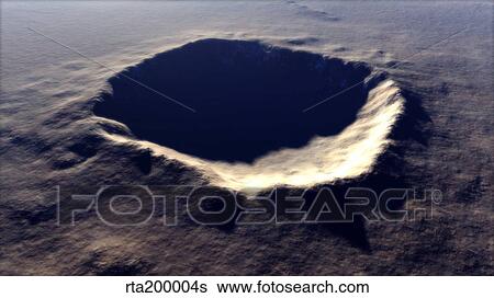 Stock Illustration - Artist's concept of Meteor Crater, Arizona, USA.. Fotosearch