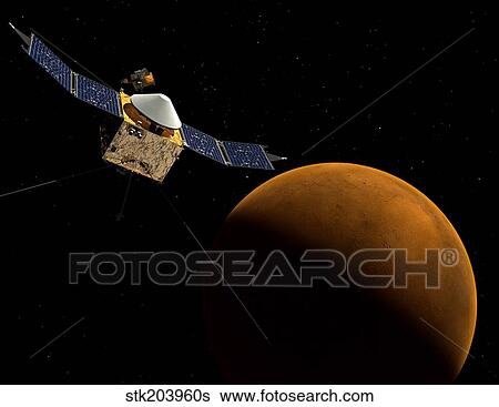 Stock Illustration - Artist's concept of NASA's MAVEN spacecraft.. Fotosearch