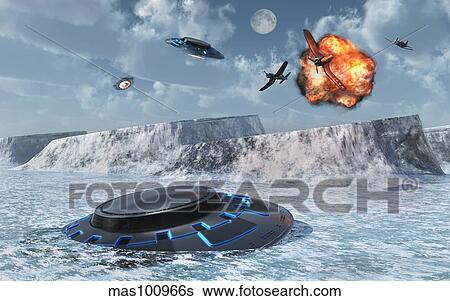 Artist's concept of Operation High Jump to find secrect military base in the Antarctic View Large Illustration Stock Illustration - Artist's concept of Operation High Jump to find secrect military base in the Antarctic. Fotosearch