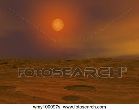 Artist's concept of Teide 1 from the surface of a hypothetical Mars-like planet. View Large Illustration Stock Illustration - Artist's concept of Teide 1 from the surface of a hypothetical Mars-like planet.. Fotosearch