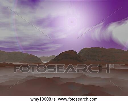 Artist's concept of the atmosphere on Pluto. View Large Illustration Stock Illustration - Artist's concept of the atmosphere on Pluto.. Fotosearch