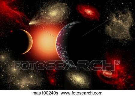 Stock Illustration - Artist's concept of the cosmic wonders of the universe.. Fotosearch