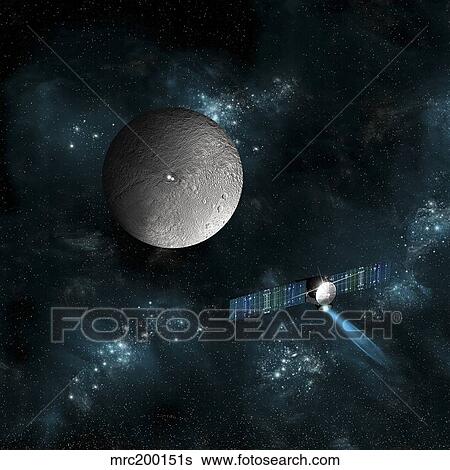 Artist's concept of the Dawn spacecraft as it approaches an encounter with Ceres. View Large Illustration Stock Illustration - Artist's concept of the Dawn spacecraft as it approaches an encounter with Ceres.. Fotosearch