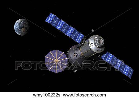 Artist's concept of the Deep Space Vehicle docked to the Extended Stay Module. View Large Illustration Stock Illustration - Artist's concept of the Deep Space Vehicle docked to the Extended Stay Module.. Fotosearch