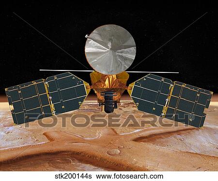 Artist's concept of the Mars Reconnaissance Orbiter. View Large Illustration Stock Illustration - Artist's concept of the Mars Reconnaissance Orbiter.. Fotosearch