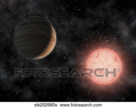 Artist's concept of the smallest star known to host a planet. View Large Illustration Stock Illustration - Artist's concept of the smallest star known to host a planet.. Fotosearch